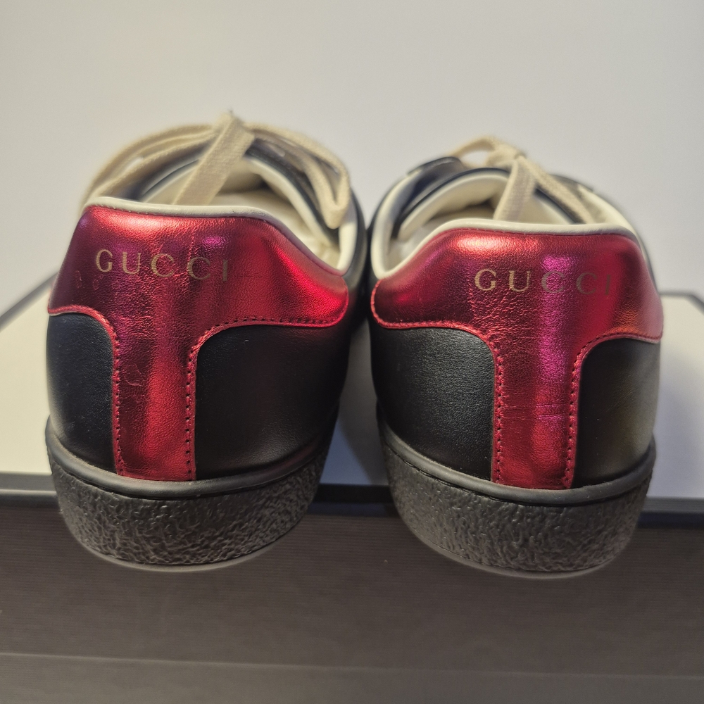GUCCI - Authentic Preloved Gucci Mens ACE Stripe Black Sneakers US 8.5 - Picture 7 of 11